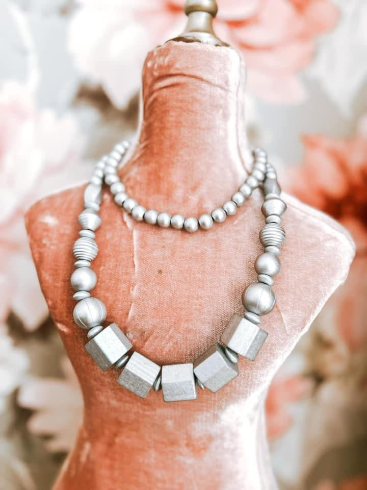 Silver Beaded Necklace