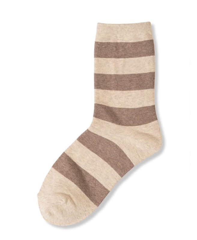 Brown Striped Crew Socks