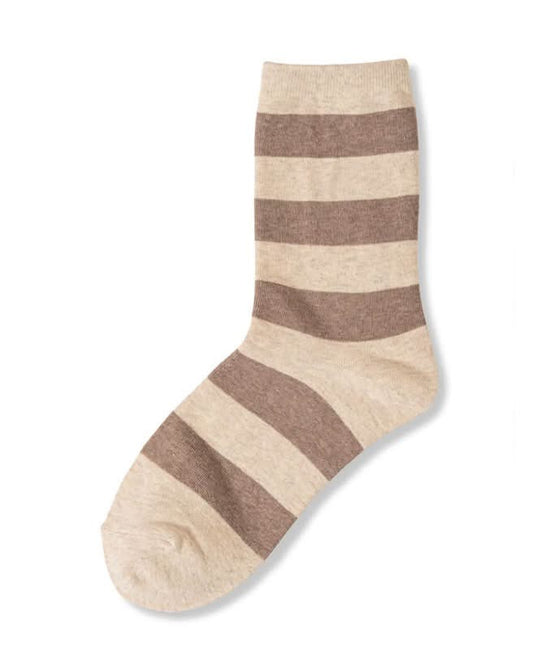 Brown Striped Crew Socks