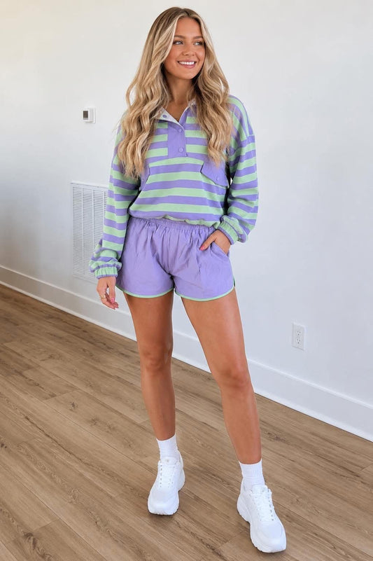Purple Stripe Striped Casual Set - PREORDER