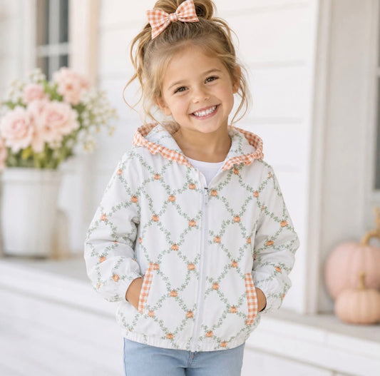 Girls Pumpkin Gingham Jacket - PREORDER
