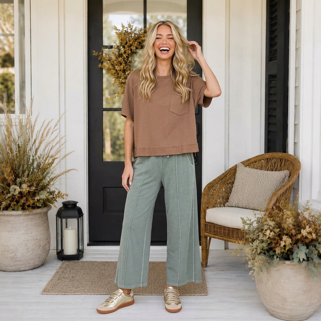 Everyday Cropped Pocket Tee In Mocha - PREORDER
