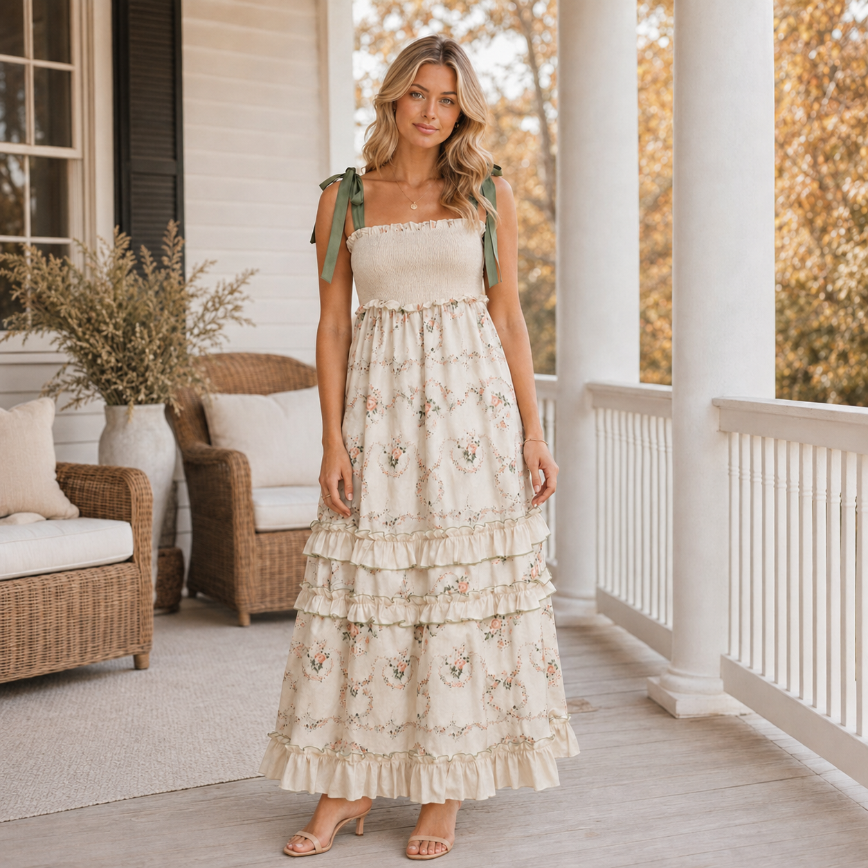 Floral Smocked Tiered Maxi Dress