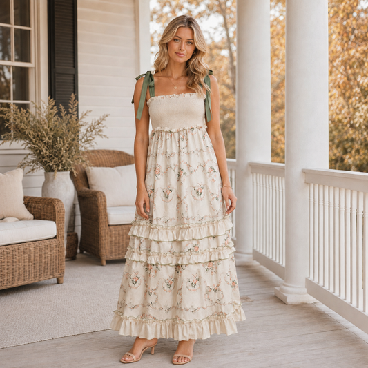 Floral Smocked Tiered Maxi Dress