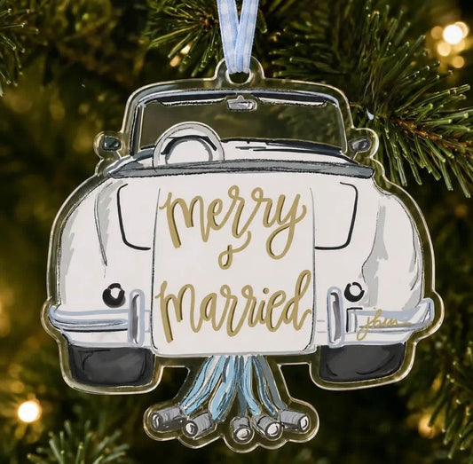 Just Married Acrylic Ornament - PREORDER
