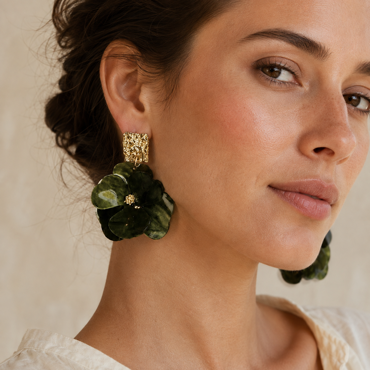 Green Flower Earrings