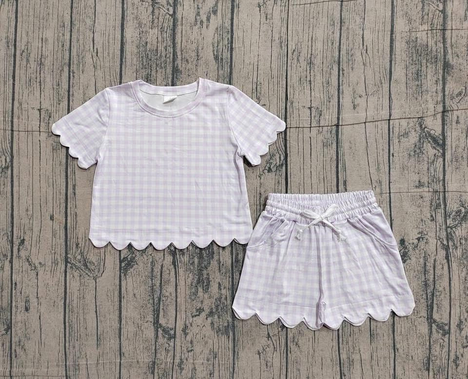 Lilac Gingham Scallop Set- PREORDER