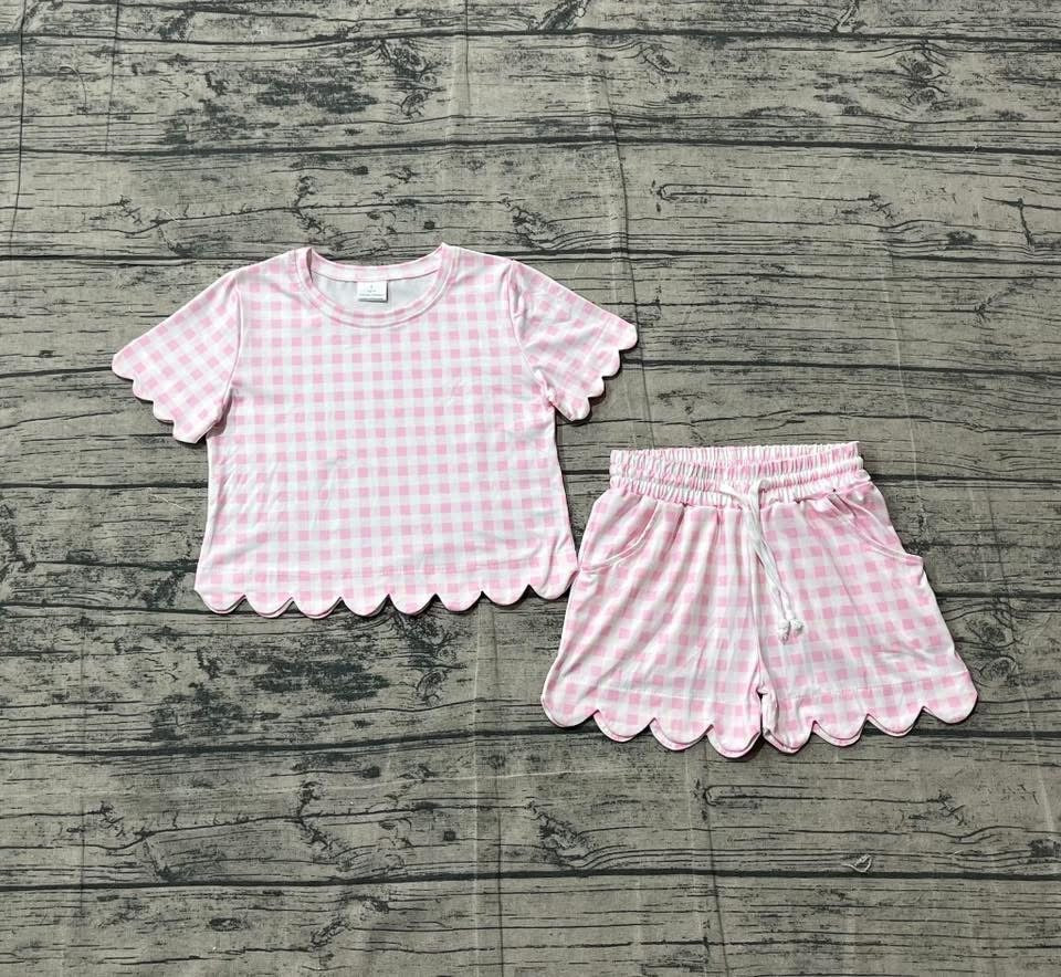 Pink Gingham Scallop Set- PREORDER