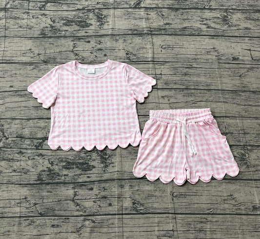 Pink Gingham Scallop Set- PREORDER