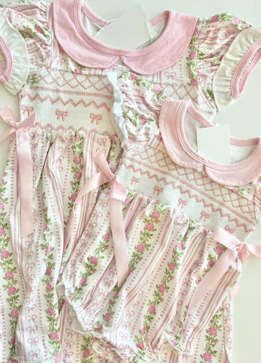 PINK BOWS BABY GIRL SUMMER DRESS - PREORDER