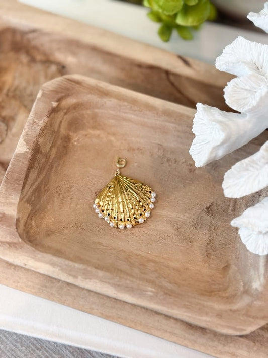 Pearl Seashell Charm