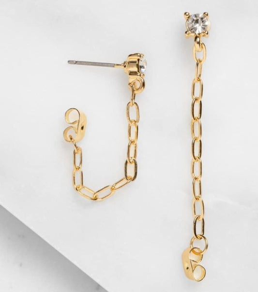 Gold Rhinestone Chain Earrings