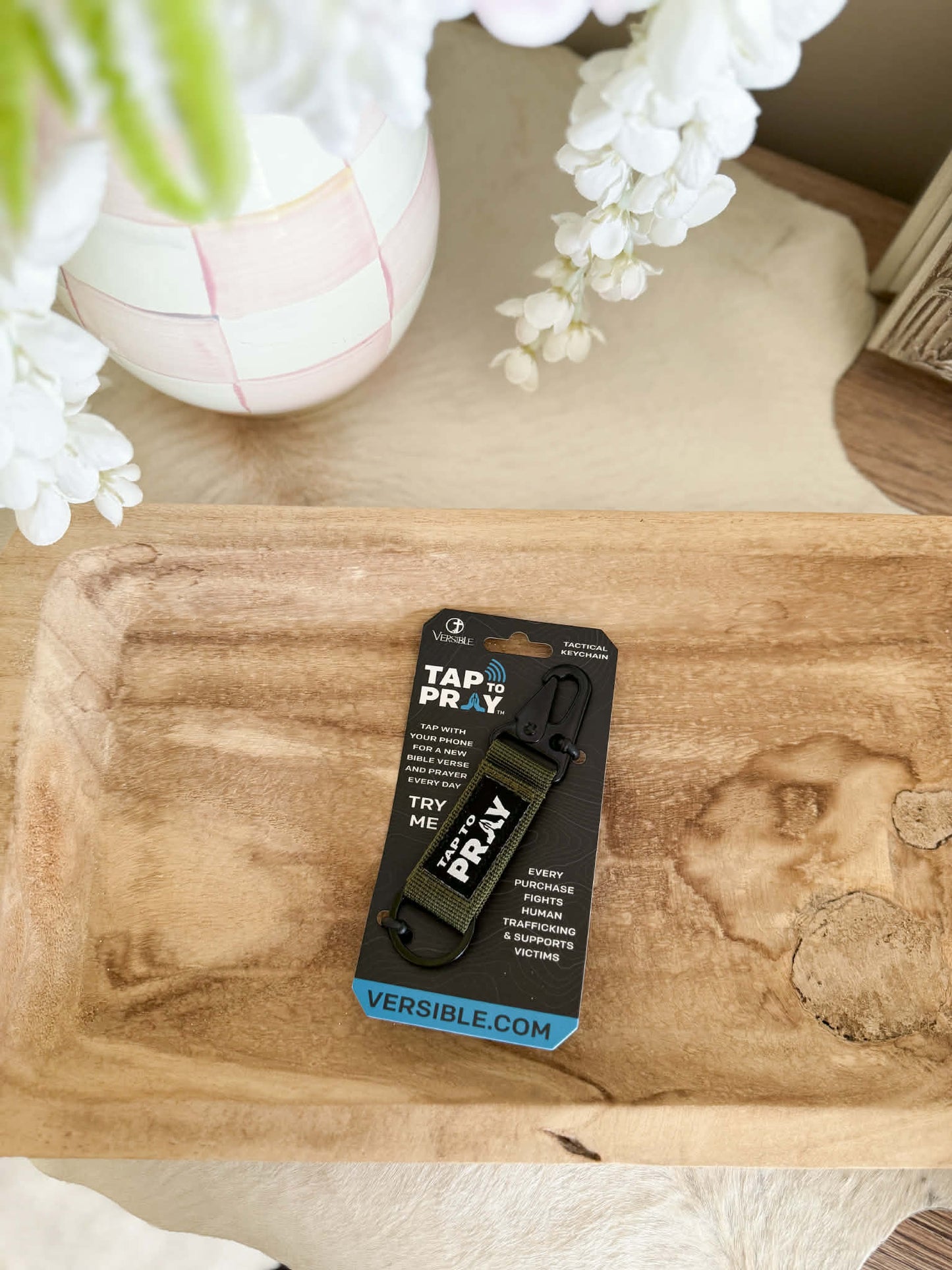 Tap To Pray™ - Green Tactical Carabiner Keychain