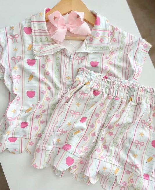 Girls Back To School Scallop Set - PREORDER