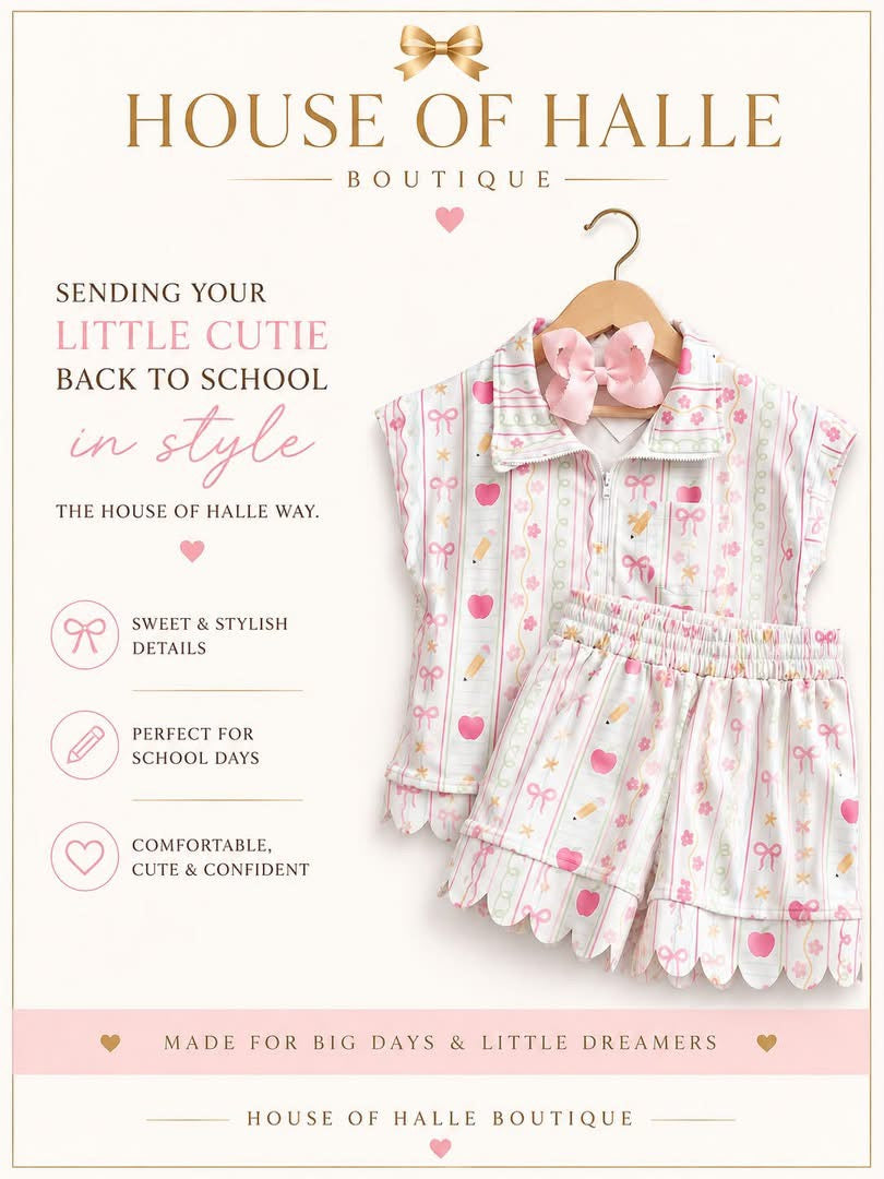Girls Back To School Scallop Set - PREORDER