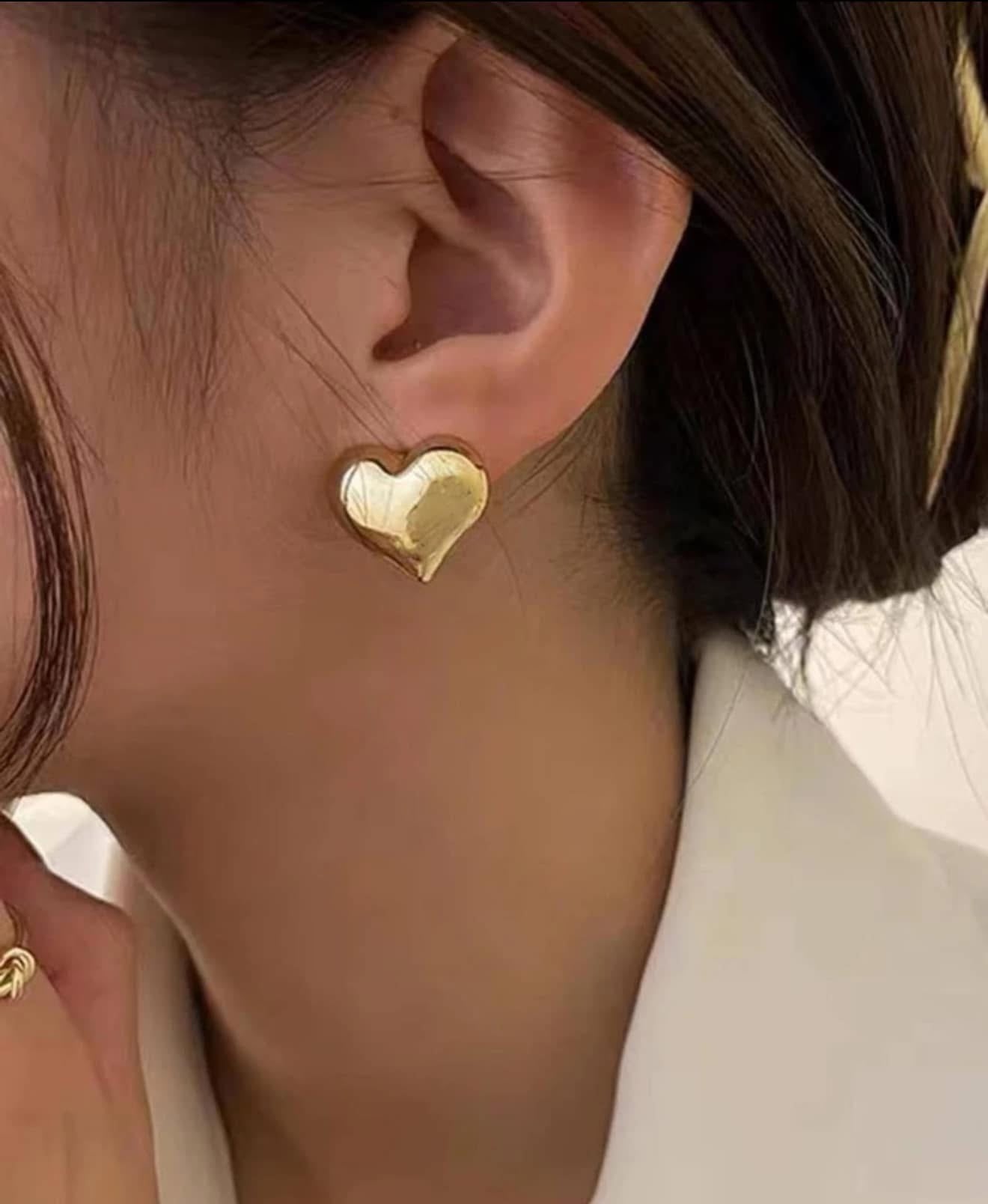 Gold Heart Studs