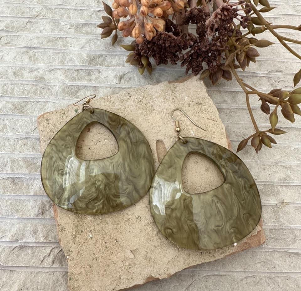 Green marble earrings