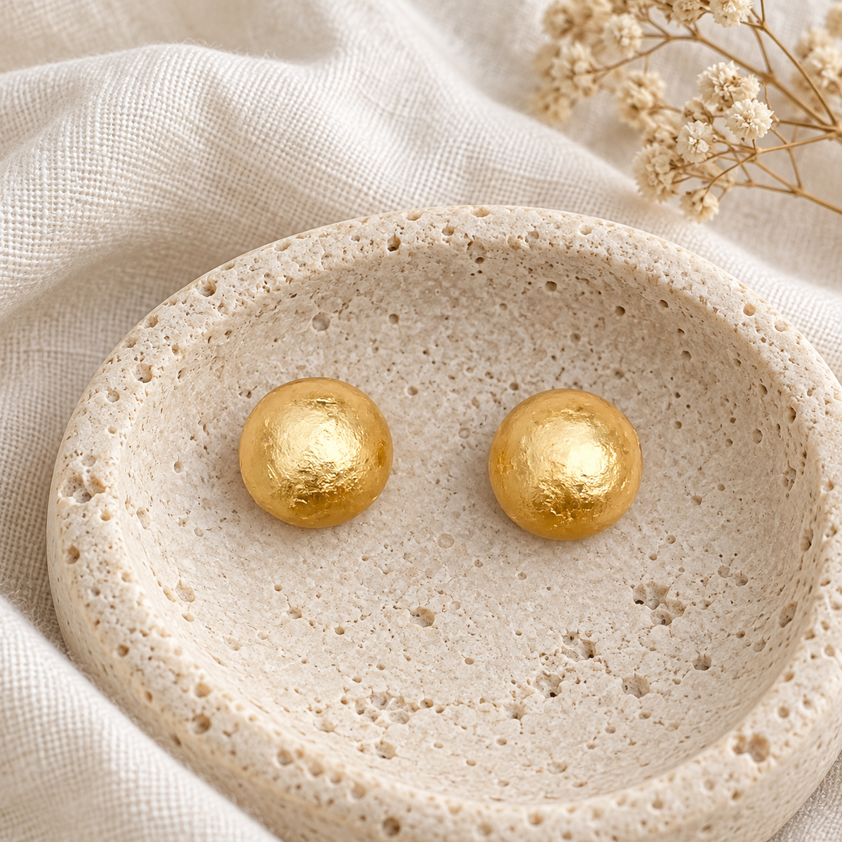 Gold Mache' Pearl Earrings