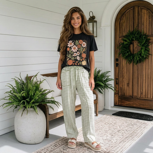 Wild Flower Pumpkin Print T Shirt - PREORDER