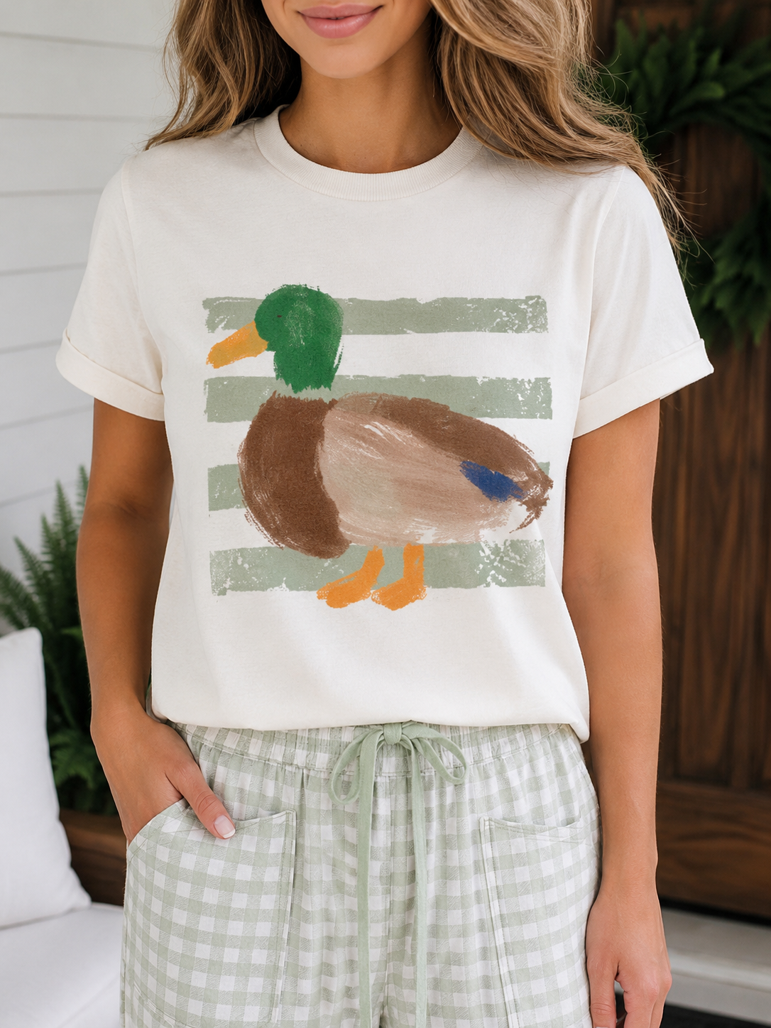 White Western Duck Graffiti Print T-Shirt - PREORDER