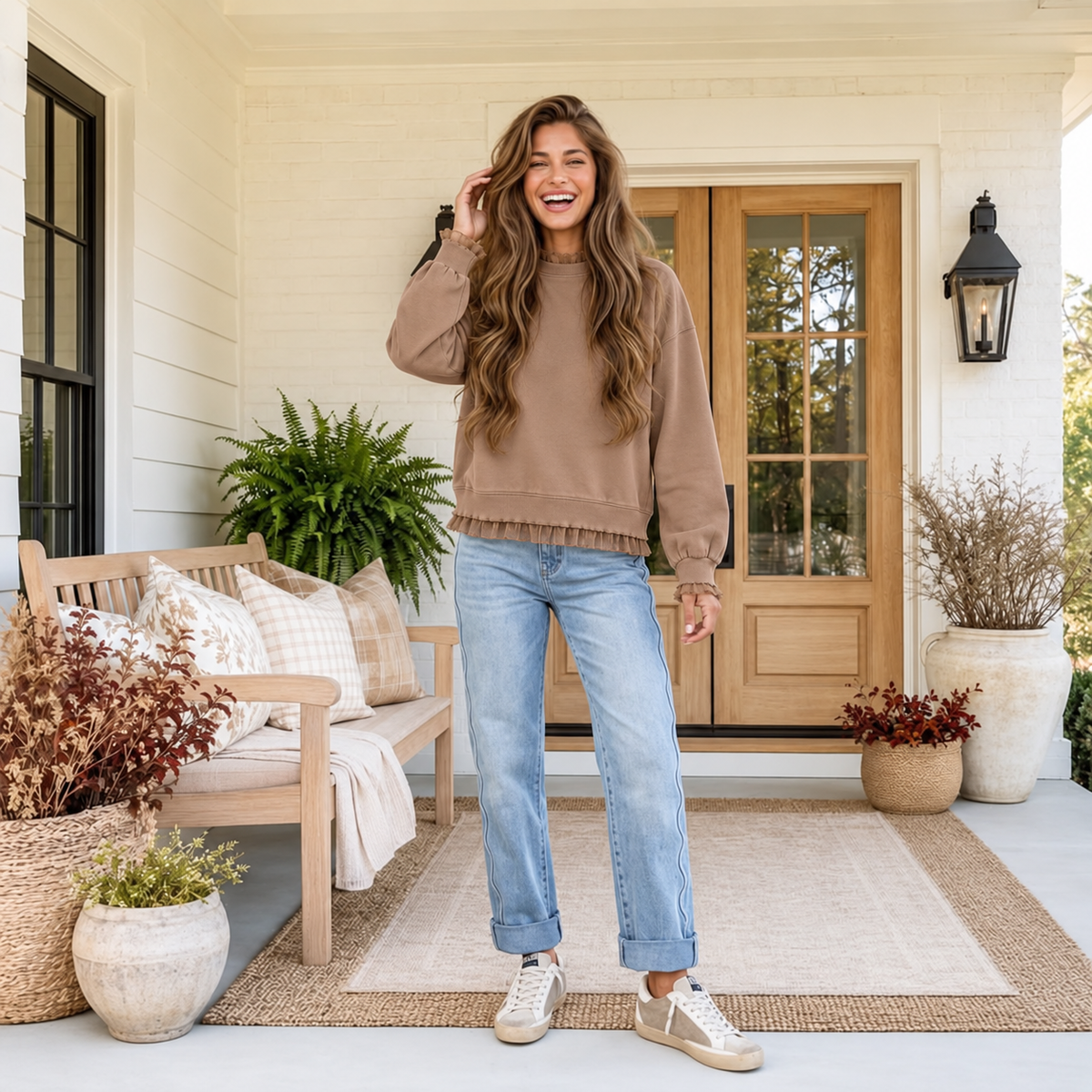 Mocha Lace Layered Sweatshirt