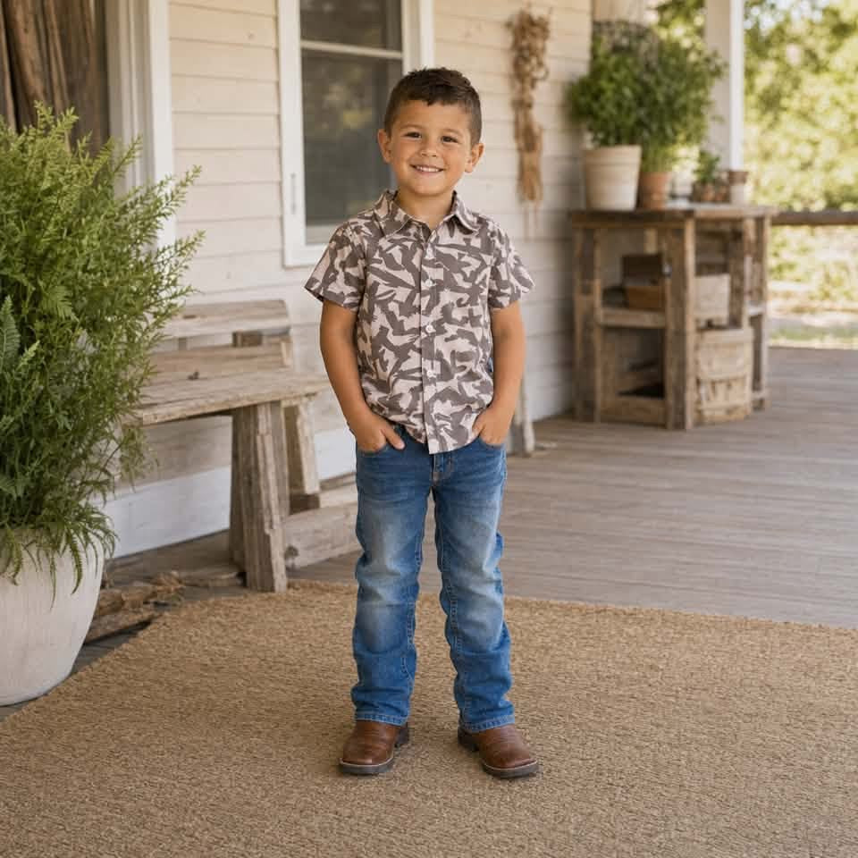Boys Camo Short Sleeve Button Up Style 2 - PREORDER
