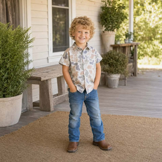 Boys Camo Short Sleeve Button Up Style 3 - PREORDER