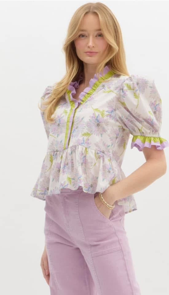 Dainty Delight Purple Floral Blouse ETA APRL-MAY