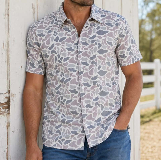Men's Camo Short Sleeve Button Up - PREORDER