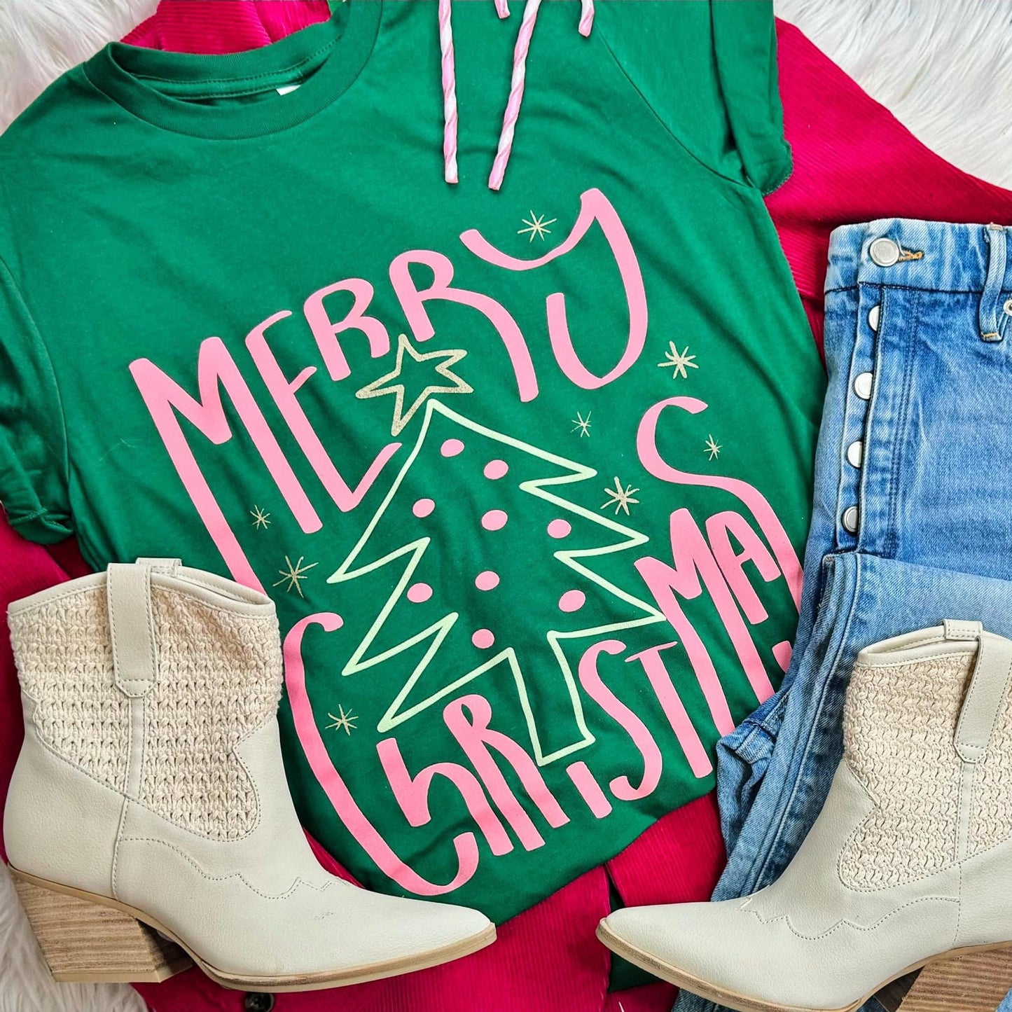 Merry Christmas Evergreen Tee PREORDER