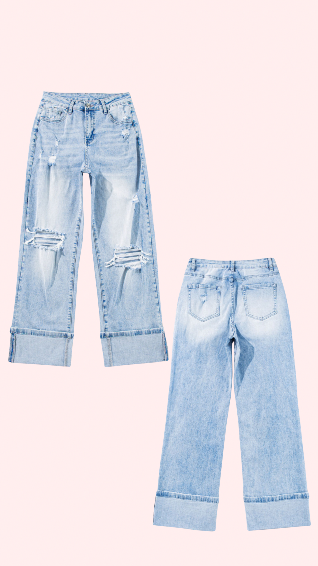 Light Wash Distressed Jeans PREORDER