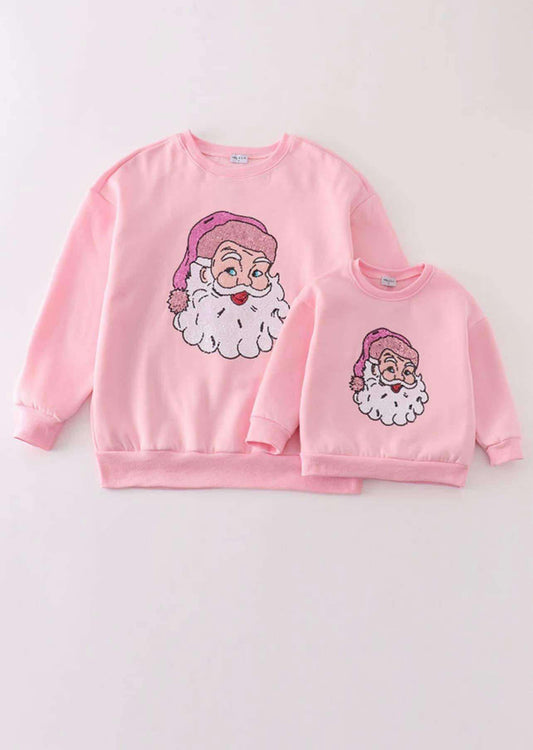 SWEATSHIRT PINK CHRISTMAS SANTA CLAUS SEQUIN MOM&ME SWEATSHIRT PREORDER