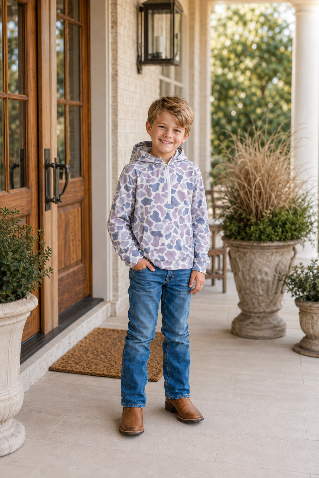 Boys Camo Long Sleeve Performance Hoodie - PREORDER