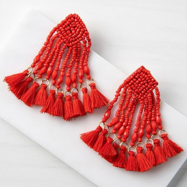 Red Beaded Earrings