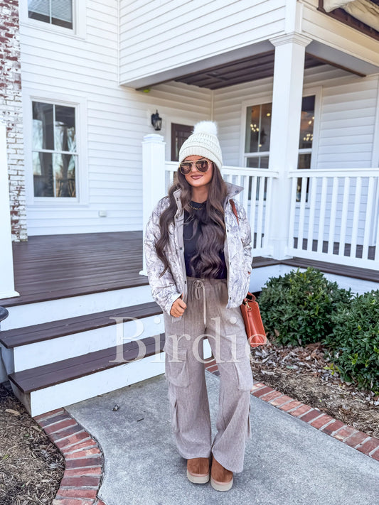 Reversible Puffer Jacket in Dark Camo - PREORDER