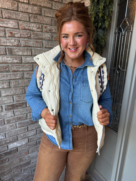 Sweetly Stitched Puffer Vest