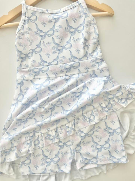 Girls Flowers and Bows Athletic Dress - PREORDER
