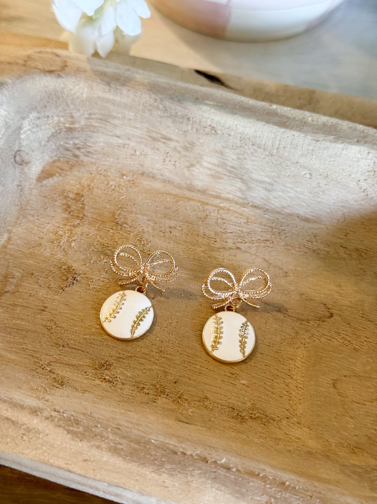 Bow Baseball Earrings
