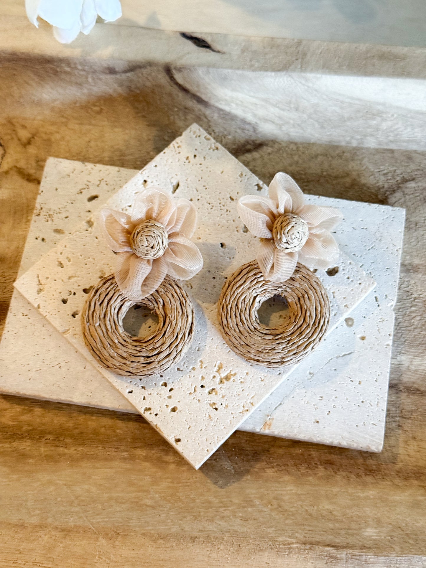 Taupe Flower Earrings
