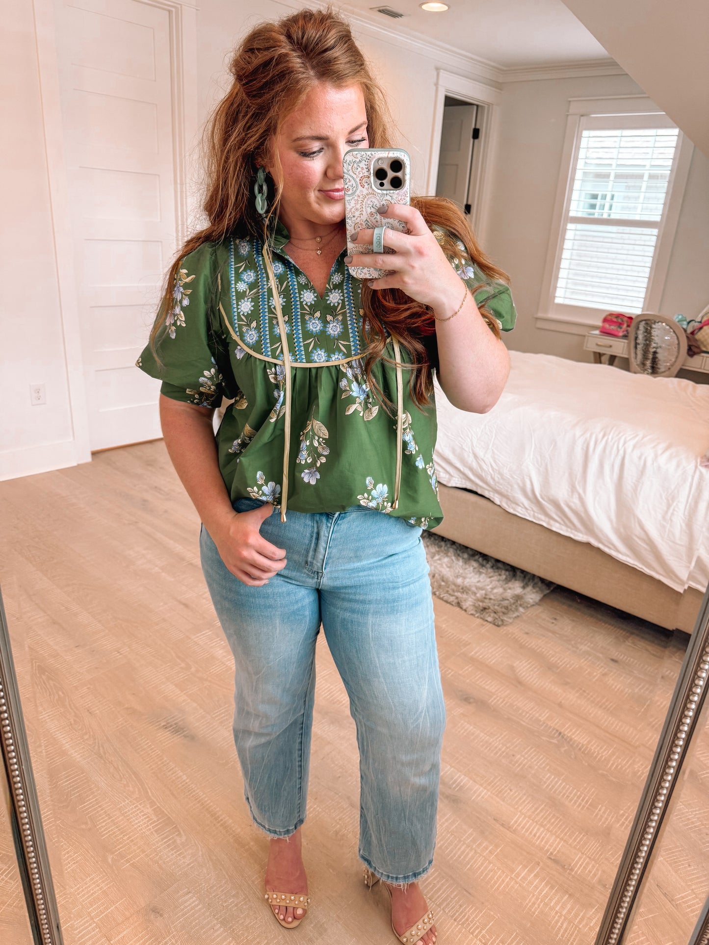 Green Goddess Floral Top