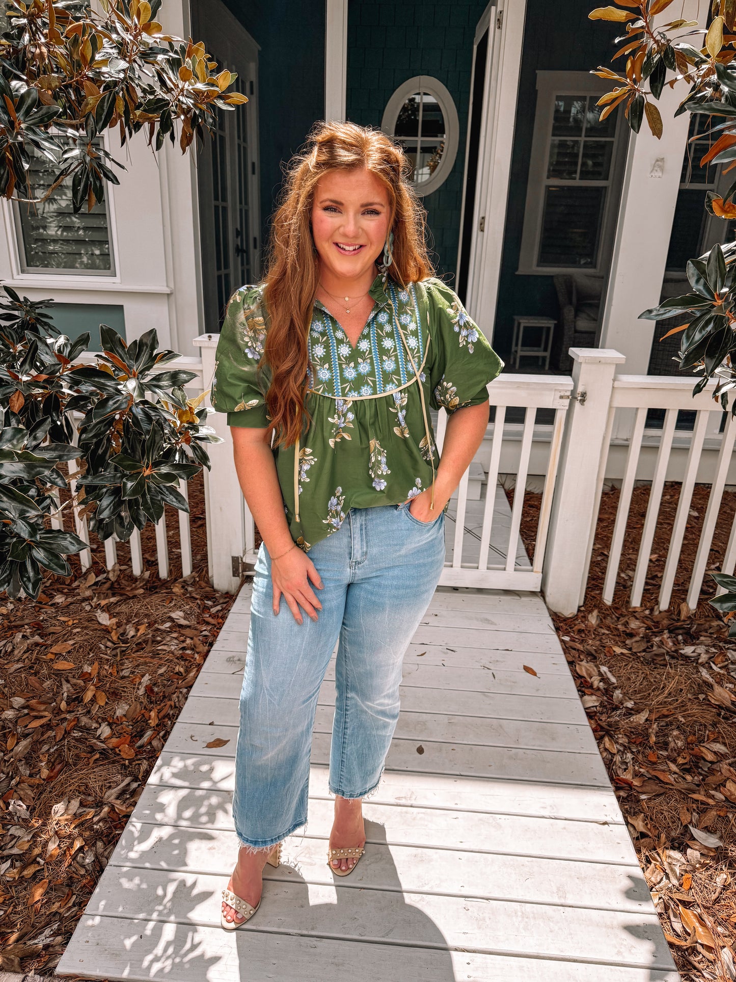Green Goddess Floral Top