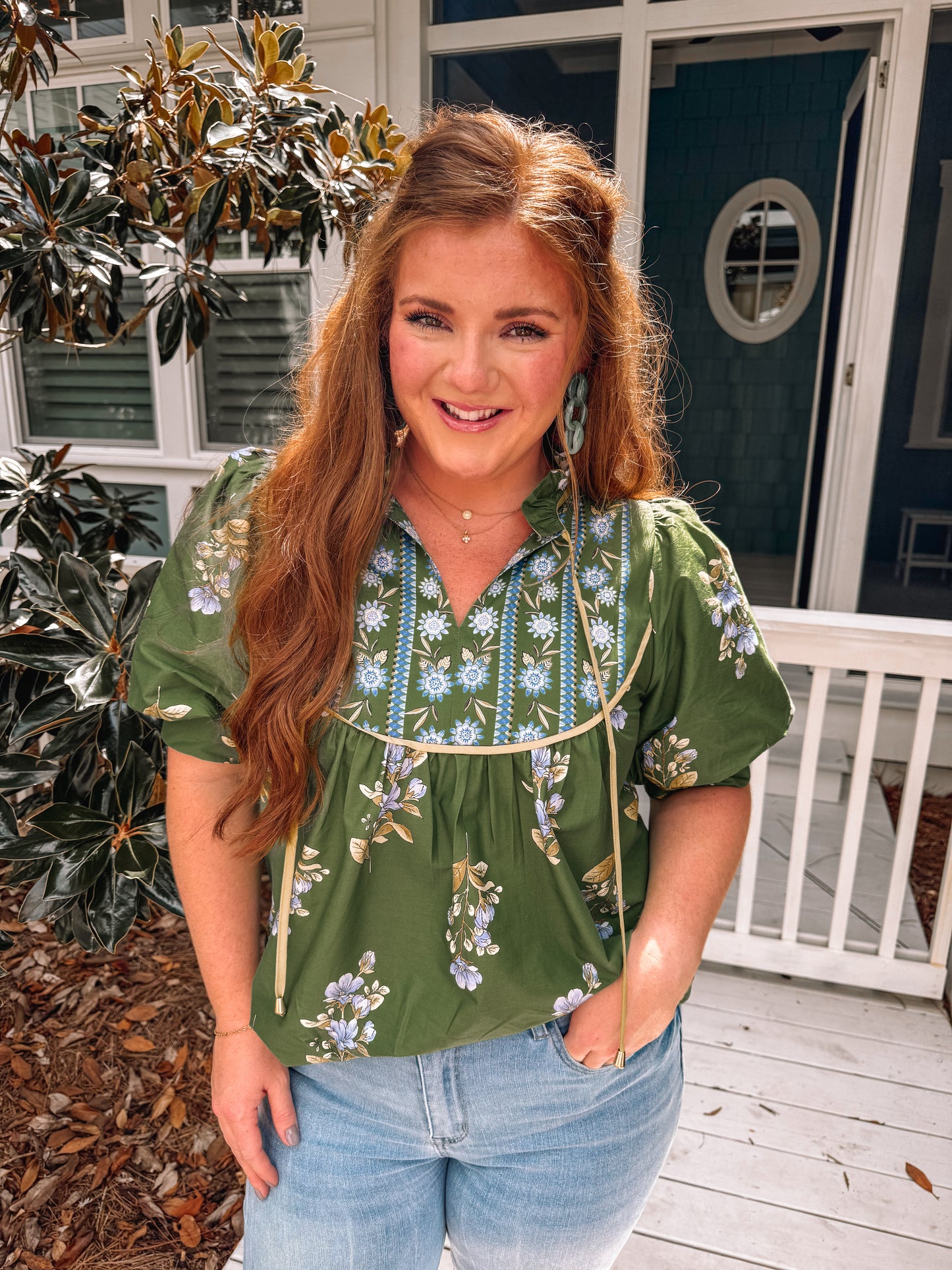 Green Goddess Floral Top