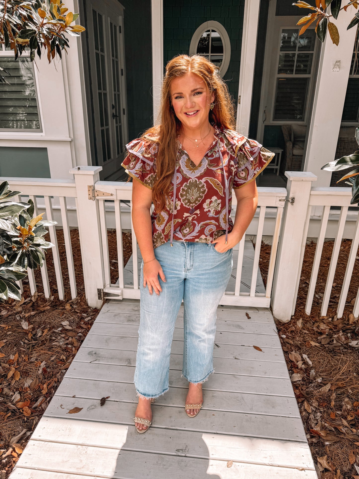 Layla Floral Ruffle Sleeve Top