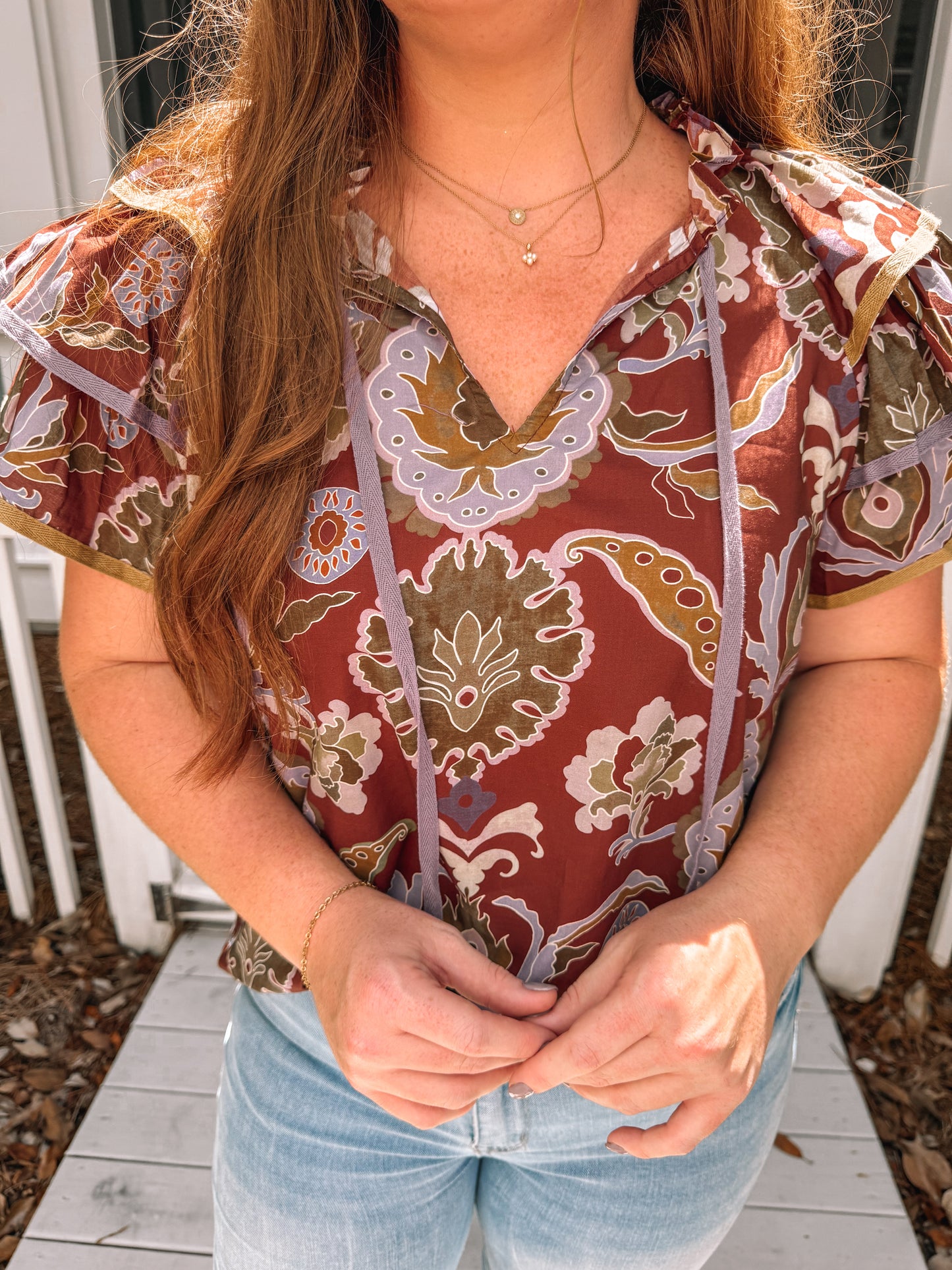 Layla Floral Ruffle Sleeve Top