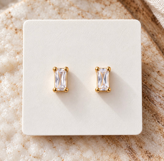Gold Baguette Flat Back Earrings - PREORDER