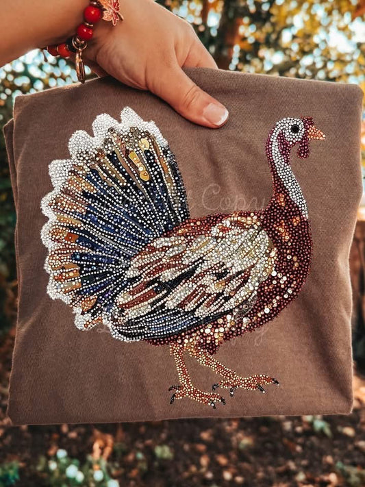 Faux Sequin Turkey T Shirt On Gildan - PREORDER