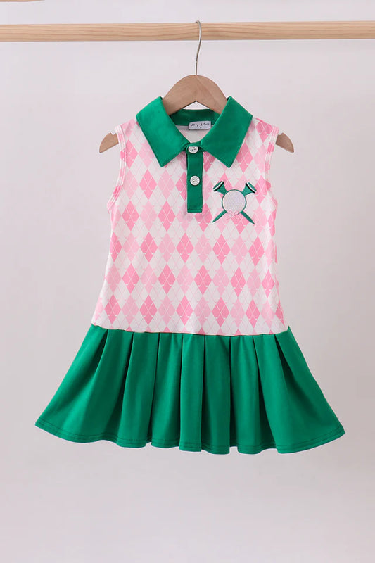 GIRLS GREEN GOLF POLO TENNIS DRESS