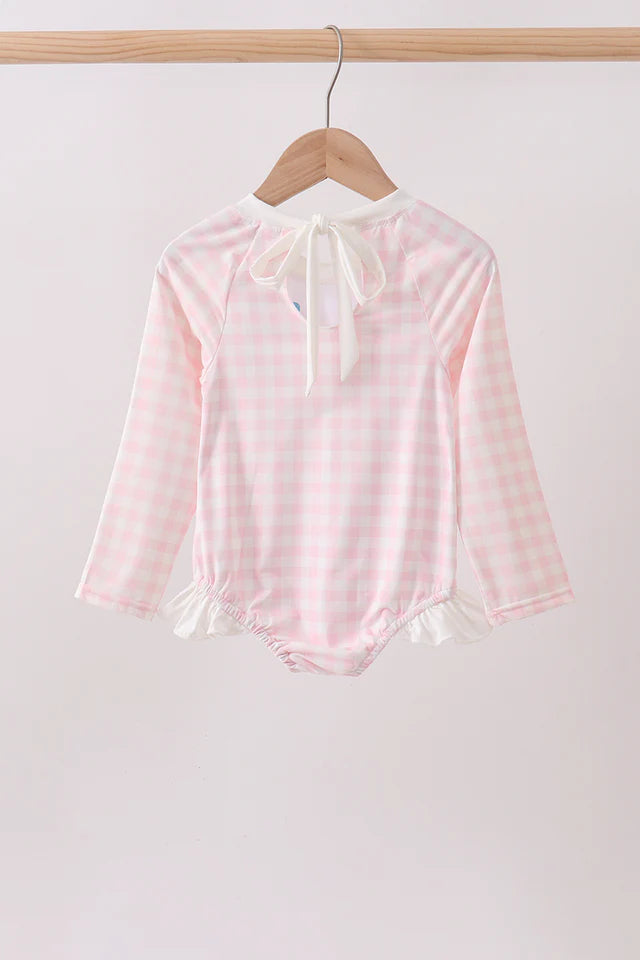 PINK PLAID UPF RASHGUARD