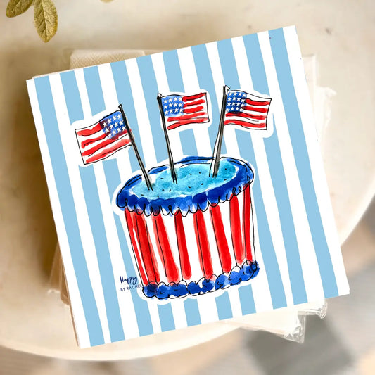America Birthday Cake and Stripes Cocktail Napkins
