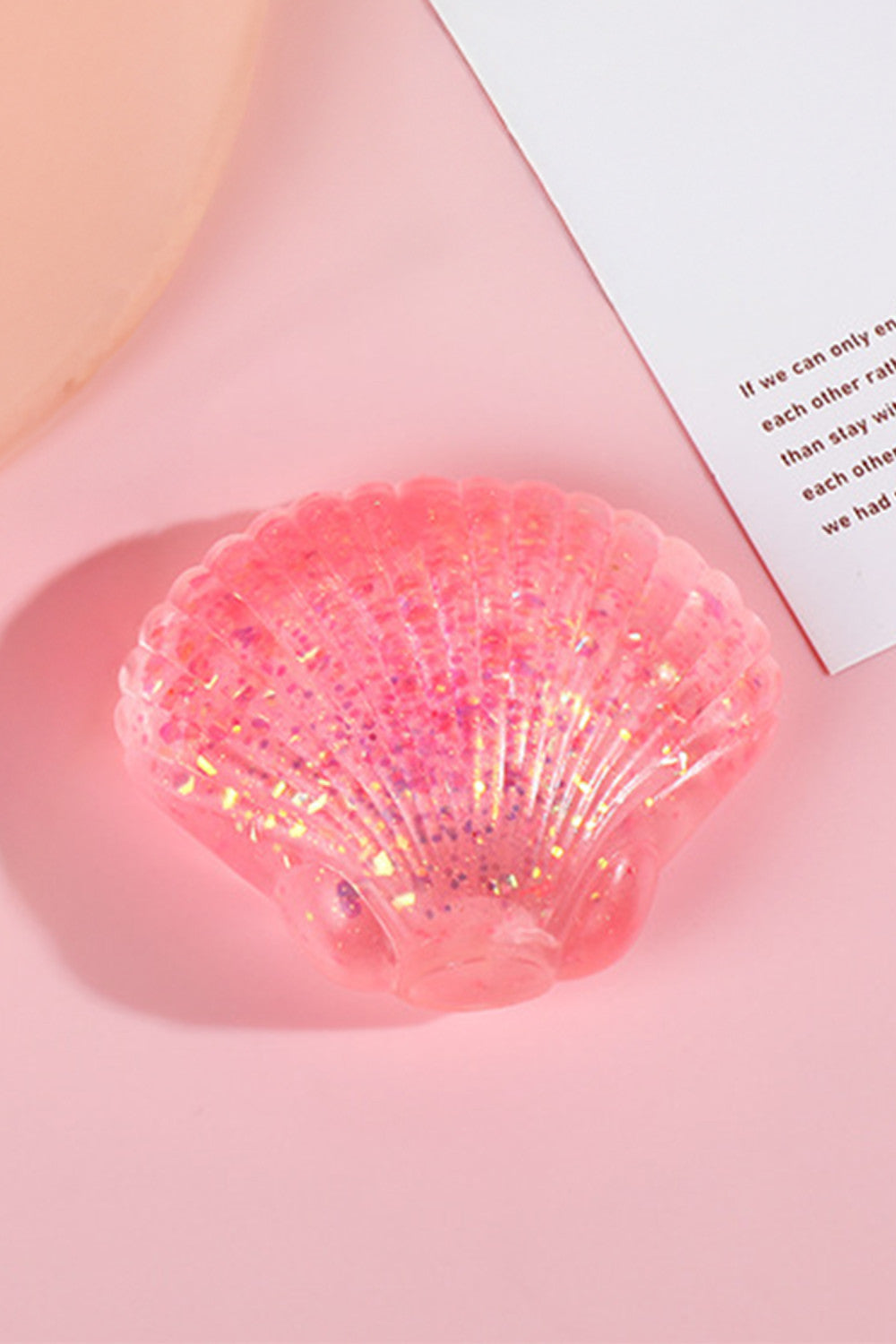Pink Glitter Shell Stress Relief Squish Ball Toy - PREORDER